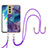 Silicone Candy Rubber Gel Fashionable Pattern Soft Case Cover with Lanyard Strap YB7 for Samsung Galaxy S21 FE 5G