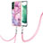 Silicone Candy Rubber Gel Fashionable Pattern Soft Case Cover with Lanyard Strap YB7 for Samsung Galaxy S23 5G