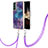 Silicone Candy Rubber Gel Fashionable Pattern Soft Case Cover with Lanyard Strap YB7 for Samsung Galaxy S24 5G