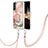 Silicone Candy Rubber Gel Fashionable Pattern Soft Case Cover with Lanyard Strap YB7 for Samsung Galaxy S24 5G Pink