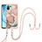 Silicone Candy Rubber Gel Fashionable Pattern Soft Case Cover with Lanyard Strap YB7 for Xiaomi Mi 11 Lite 4G Pink