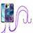 Silicone Candy Rubber Gel Fashionable Pattern Soft Case Cover with Lanyard Strap YB7 for Xiaomi Mi 11 Lite 5G NE Purple