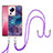 Silicone Candy Rubber Gel Fashionable Pattern Soft Case Cover with Lanyard Strap YB7 for Xiaomi Mi 13 Lite 5G Purple