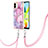 Silicone Candy Rubber Gel Fashionable Pattern Soft Case Cover with Lanyard Strap YB7 for Xiaomi Poco C50