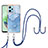 Silicone Candy Rubber Gel Fashionable Pattern Soft Case Cover with Lanyard Strap YB7 for Xiaomi Poco X5 5G Blue