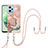 Silicone Candy Rubber Gel Fashionable Pattern Soft Case Cover with Lanyard Strap YB7 for Xiaomi Poco X5 5G Pink