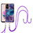 Silicone Candy Rubber Gel Fashionable Pattern Soft Case Cover with Lanyard Strap YB7 for Xiaomi Redmi Note 12S Purple