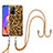 Silicone Candy Rubber Gel Fashionable Pattern Soft Case Cover with Lanyard Strap YB8 for Oppo A94 5G Brown