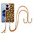 Silicone Candy Rubber Gel Fashionable Pattern Soft Case Cover with Lanyard Strap YB8 for Oppo Reno10 5G Brown