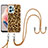 Silicone Candy Rubber Gel Fashionable Pattern Soft Case Cover with Lanyard Strap YB8 for Xiaomi Redmi Note 12 4G Brown