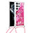 Silicone Candy Rubber Gel Fashionable Pattern Soft Case Cover Y02B for Samsung Galaxy S22 Ultra 5G Hot Pink