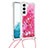 Silicone Candy Rubber Gel Fashionable Pattern Soft Case Cover Y03B for Samsung Galaxy S21 Plus 5G Hot Pink