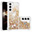 Silicone Candy Rubber Gel Fashionable Pattern Soft Case Cover Y06B for Samsung Galaxy S24 5G Gold