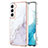 Silicone Candy Rubber Gel Fashionable Pattern Soft Case Cover Y11B for Samsung Galaxy S21 5G White