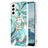 Silicone Candy Rubber Gel Fashionable Pattern Soft Case Cover Y13B for Samsung Galaxy S22 5G Cyan