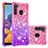 Silicone Candy Rubber TPU Bling-Bling Soft Case Cover S02 for Samsung Galaxy A21 Hot Pink