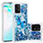 Silicone Candy Rubber TPU Bling-Bling Soft Case Cover S03 for Samsung Galaxy A91 Blue