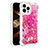 Silicone Candy Rubber TPU Bling-Bling Soft Case Cover with Finger Ring Stand S01 for Apple iPhone 13 Pro Max Hot Pink