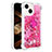 Silicone Candy Rubber TPU Bling-Bling Soft Case Cover with Finger Ring Stand S01 for Apple iPhone 14 Plus Hot Pink