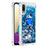 Silicone Candy Rubber TPU Bling-Bling Soft Case Cover with Finger Ring Stand S01 for Samsung Galaxy A02 Blue
