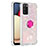 Silicone Candy Rubber TPU Bling-Bling Soft Case Cover with Finger Ring Stand S01 for Samsung Galaxy A02s