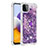 Silicone Candy Rubber TPU Bling-Bling Soft Case Cover with Finger Ring Stand S01 for Samsung Galaxy A22 5G Purple