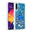 Silicone Candy Rubber TPU Bling-Bling Soft Case Cover with Finger Ring Stand S01 for Samsung Galaxy A50 Blue