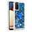 Silicone Candy Rubber TPU Bling-Bling Soft Case Cover with Finger Ring Stand S01 for Samsung Galaxy F02S SM-E025F Blue