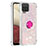 Silicone Candy Rubber TPU Bling-Bling Soft Case Cover with Finger Ring Stand S01 for Samsung Galaxy F12 Pink