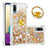 Silicone Candy Rubber TPU Bling-Bling Soft Case Cover with Finger Ring Stand S01 for Samsung Galaxy M02