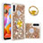 Silicone Candy Rubber TPU Bling-Bling Soft Case Cover with Finger Ring Stand S01 for Samsung Galaxy M11