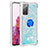 Silicone Candy Rubber TPU Bling-Bling Soft Case Cover with Finger Ring Stand S01 for Samsung Galaxy S20 FE 5G Sky Blue