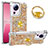 Silicone Candy Rubber TPU Bling-Bling Soft Case Cover with Finger Ring Stand S01 for Xiaomi Civi 2 5G Gold