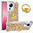 Silicone Candy Rubber TPU Bling-Bling Soft Case Cover with Finger Ring Stand S01 for Xiaomi Mi 13 Lite 5G Gold