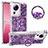 Silicone Candy Rubber TPU Bling-Bling Soft Case Cover with Finger Ring Stand S01 for Xiaomi Mi 13 Lite 5G Purple