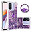Silicone Candy Rubber TPU Bling-Bling Soft Case Cover with Finger Ring Stand S01 for Xiaomi Poco C55 Purple
