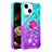 Silicone Candy Rubber TPU Bling-Bling Soft Case Cover with Finger Ring Stand S02 for Apple iPhone 13 Sky Blue