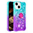 Silicone Candy Rubber TPU Bling-Bling Soft Case Cover with Finger Ring Stand S02 for Apple iPhone 14 Sky Blue