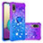 Silicone Candy Rubber TPU Bling-Bling Soft Case Cover with Finger Ring Stand S02 for Samsung Galaxy A02 Purple