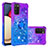 Silicone Candy Rubber TPU Bling-Bling Soft Case Cover with Finger Ring Stand S02 for Samsung Galaxy A03s Purple