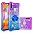 Silicone Candy Rubber TPU Bling-Bling Soft Case Cover with Finger Ring Stand S02 for Samsung Galaxy A11 Purple
