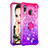 Silicone Candy Rubber TPU Bling-Bling Soft Case Cover with Finger Ring Stand S02 for Samsung Galaxy A40 Hot Pink