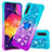 Silicone Candy Rubber TPU Bling-Bling Soft Case Cover with Finger Ring Stand S02 for Samsung Galaxy A50 Sky Blue