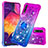 Silicone Candy Rubber TPU Bling-Bling Soft Case Cover with Finger Ring Stand S02 for Samsung Galaxy A50S Purple