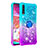 Silicone Candy Rubber TPU Bling-Bling Soft Case Cover with Finger Ring Stand S02 for Samsung Galaxy A70 Sky Blue