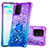 Silicone Candy Rubber TPU Bling-Bling Soft Case Cover with Finger Ring Stand S02 for Samsung Galaxy A91 Purple