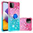 Silicone Candy Rubber TPU Bling-Bling Soft Case Cover with Finger Ring Stand S02 for Samsung Galaxy F42 5G