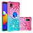 Silicone Candy Rubber TPU Bling-Bling Soft Case Cover with Finger Ring Stand S02 for Samsung Galaxy M01 Core