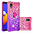 Silicone Candy Rubber TPU Bling-Bling Soft Case Cover with Finger Ring Stand S02 for Samsung Galaxy M01 Core Hot Pink