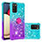 Silicone Candy Rubber TPU Bling-Bling Soft Case Cover with Finger Ring Stand S02 for Samsung Galaxy M02s Sky Blue